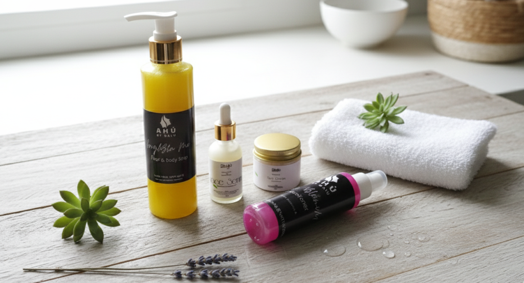 face care routine using Daallu skincare products